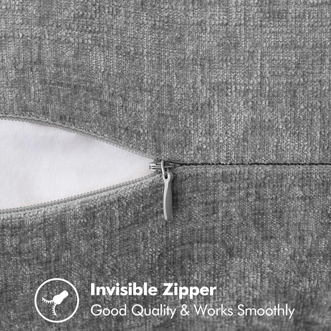 MIULEE Pack of 2 Couch Throw Pillow Covers 20x20 Inch Dark Gray Farmhouse Decorative Pillow Covers with Stitched Edge Soft Chenille Solid Dyed Spring Pillow Covers for Sofa Bed Living Room