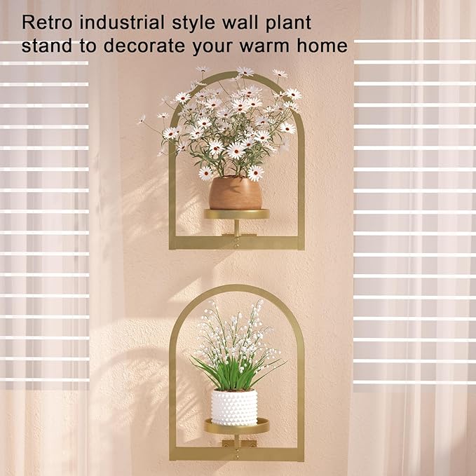 Wall Plant Holder, Wall Planter for Indoor Plants, Window Plant shelves for Multiple Plants Indoor Outdoor, Framed Plant Holder for Home Decor (3 Pack)