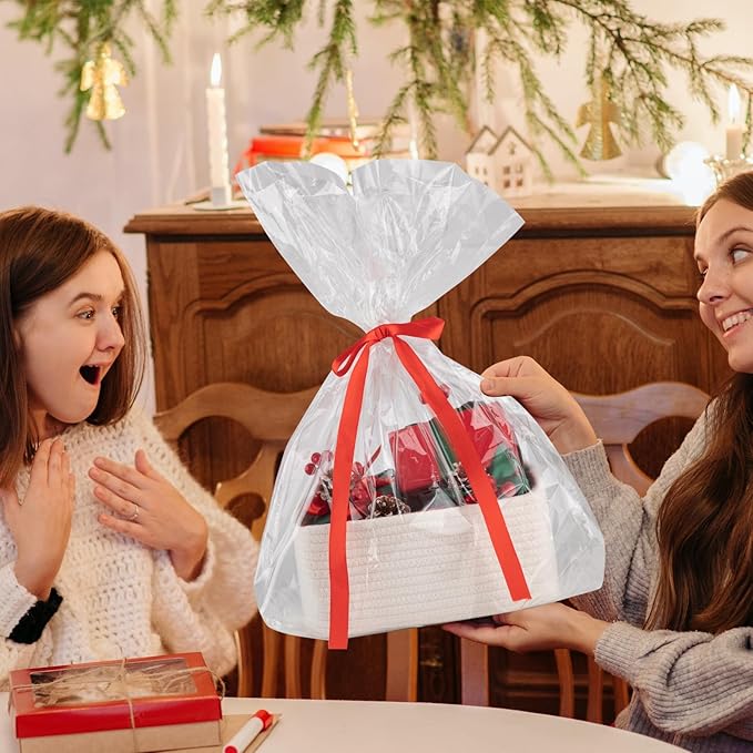 4 Pack Small Storage Shelf Baskets for Organizing, Mini Woven Rope Storage Bins for Towels, Cute Decorative Closet Organizer,Baby Nursery, Gift Empty Baskets -11.81''Lx7.87''Wx4.72''H-White