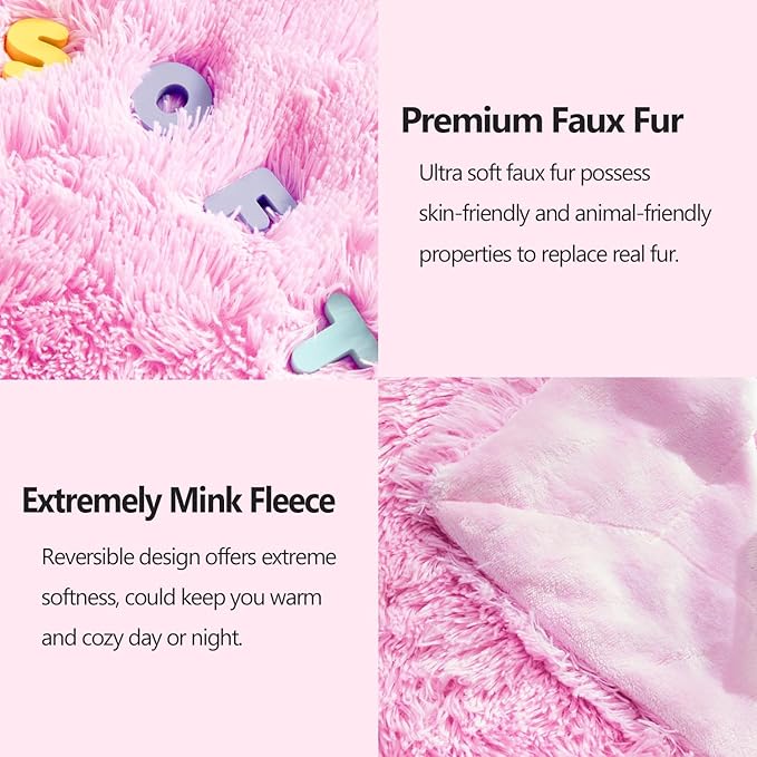 GONAAP Fuzzy Faux Fur Throw Blanket Light Pink Super Soft Cozy Plush Fuzzy Shaggy Blanket for Couch Sofa Bed (Light Pink, Throw(50"x60"))