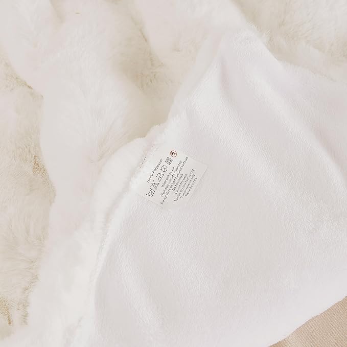 Light Beige Twin Fuzzy Faux Fur Throw Blanket for Couch Bedroom Living Room Furry Soft Fluffy Bed 60x80 Thick Warm Blanket for Winter Home Gifts 860 GSM