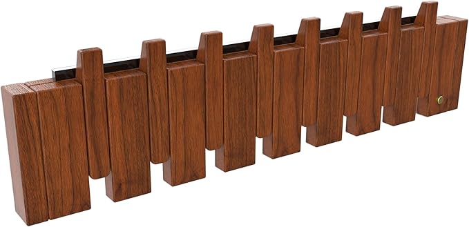 Wall Mounted Piano Key Hanger | Flip Style Hook | Entrance Wall Art Hook, Made of Oak Wood (3 Times Painted, 4 Times Polished) (LED Walnut, 8Hooks)
