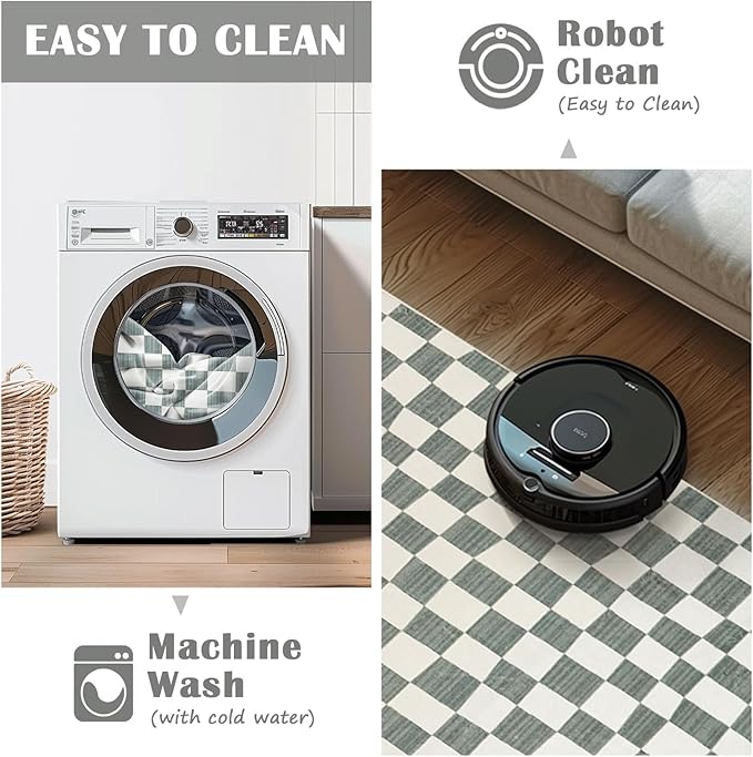 jinchan Runner Rug 2x5 Hallway Washable Modern Checkered Geometric Lattice Kids Bedroom Rug Indoor Floor Cover Non Slip Soft Carpet for Nursery Room Kitchen Laundry Room Home Grey
