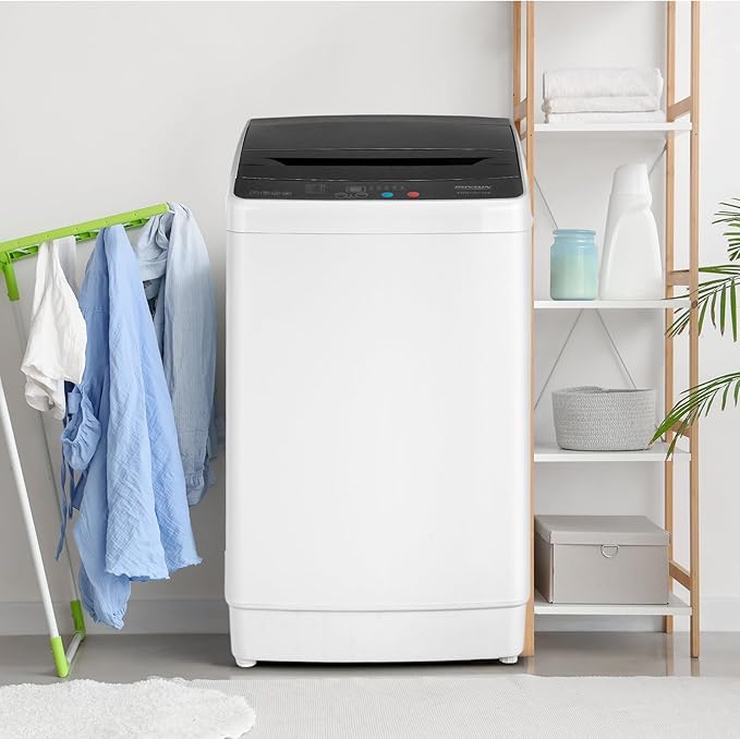 ROVSUN 30LBS Washing Machine, Full-Automatic Portable Washer with Stainless Steel Drum, Electric Laundry Machine, 110V Washer and Spin Dryer Combo with Drain Pump for Home, Apartment, Dorm