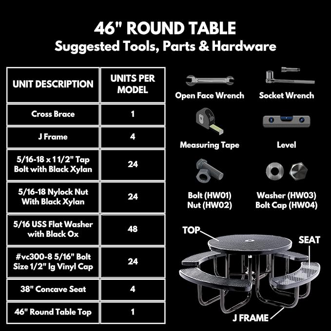 Coated Outdoor Furniture Heavy-Duty Portable Outdoor Picnic Table with Umbrella Hole, Expanded Metal Commercial-Grade Patio Dining Furniture Made in America (46" Round Top, Textured Burgundy)