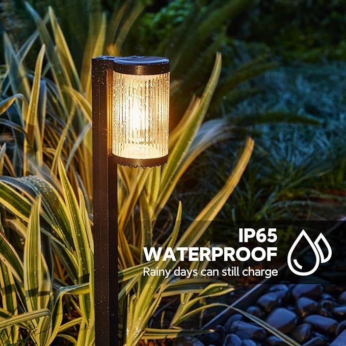 Solar Pathway Lights Outdoor, 4 Pack Upgraded Outdoor Solar Lights for Outside Super Bright Up to 12Hrs, IP65 Waterproof Solar Garden Lights for Yard Landscape Path Walkway Decoration
