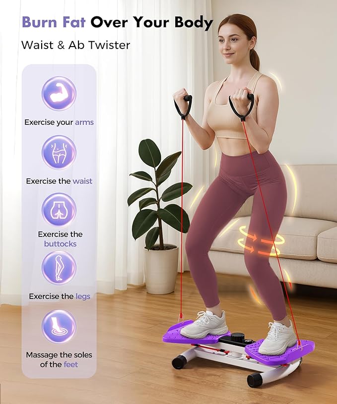 Waist Twisting Machine Fitness Tool, Ab Twister Board with the Smart LED Digital Monitor, 300LBS Capacity & 20dB Ultra-Quiet, Anti-Slip Home Gym Workout Equipment for Women Belly Fat