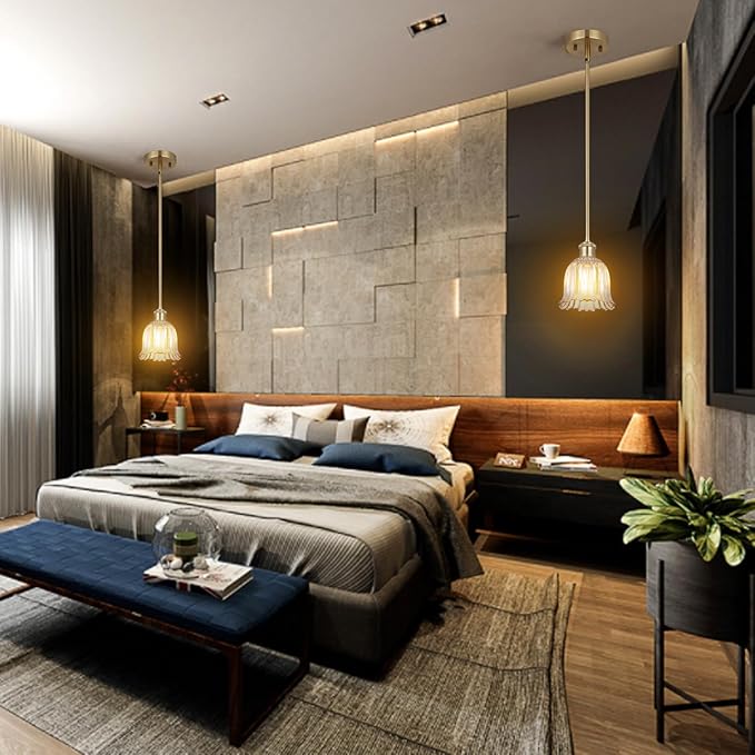 Modern Gold Pendant Light 3 Pack Brushed Brass Mid Century Chandelier Amber Glass Shades Adjustable Rods Farmhouse Ceiling Hanging Lighting Fixture Kitchen Island Dining Room Bedroom