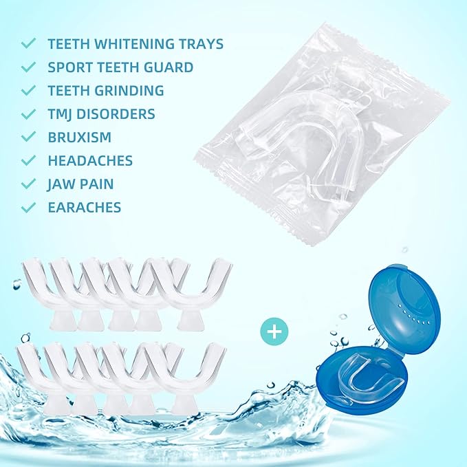 Thermoplastic Teeth Whitening Mouth Trays Tooth Mouth Guard Whitening Teeth Trays with Case Mold Dental Oral Care Kit for Sports, Guard Teeth Grinding at Night for Sleep Well