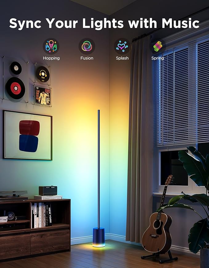 Govee Floor Lamp 2 with Matter, RGBIC, Warm Cool White LED, Alexa Compatible, 1725lm, Music Sync, Scene Modes, Smart Floor Lamp for Living Room, Bedroom, Blue(1 Pack)