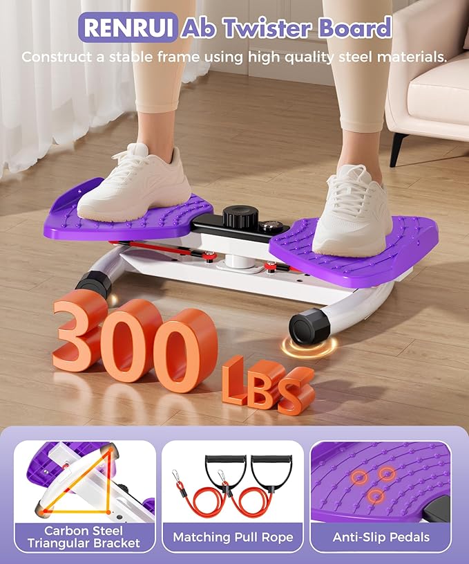 Waist Twisting Machine Fitness Tool, Ab Twister Board with the Smart LED Digital Monitor, 300LBS Capacity & 20dB Ultra-Quiet, Anti-Slip Home Gym Workout Equipment for Women Belly Fat