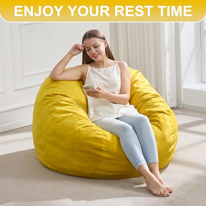 Hobestluk 3FT Bean Bag Chair Giant Bean Bag Chairs for Adults Large Bean Chairs with Removable Cover, Beanbag Chair with Filler, Adult Bean Bag Chairs for Living Room, Bedroom