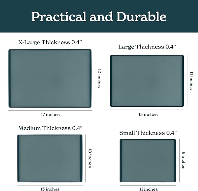SMIRLY Plastic Cutting Board Set with Holder 4 Pieces, Non-Slip Dishwasher Safe Chopping Boards for Kitchen, Blue