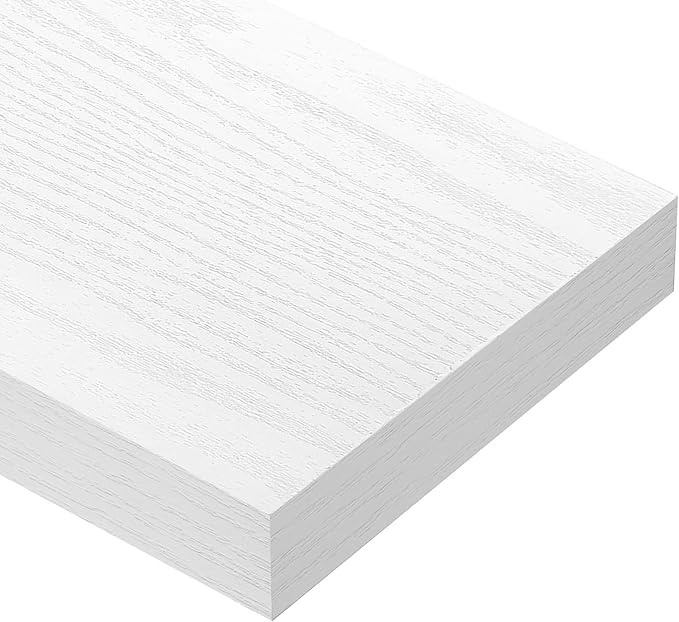 QEEIG Floating Shelves for Wall Bathroom Shelf Bedroom Kitchen Living Room Farmhouse Small Book Shelf 16 inch Set of 2, White (015-W2)