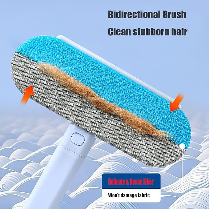 2 PCS Pet Hair Remover for Furniture,4 in 1 Reusable Lint Brush with 17-Inch Handle, Washable Tool for Dog and Cat Hair on Couches, Carpets, Clothes, Bedding, and Cars