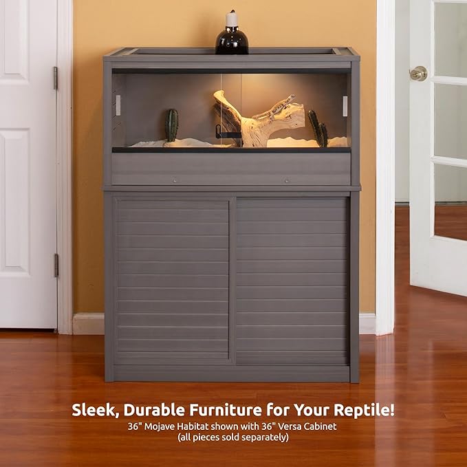 New Age Pet ECOFLEX 36" Mojave Reptile Lounge -Durable Wood Plastic Composite Habitat with Ventilation, Removable Glass Doors & Lock, Easy Assembly, for Tortoises, Snakes, Iguanas