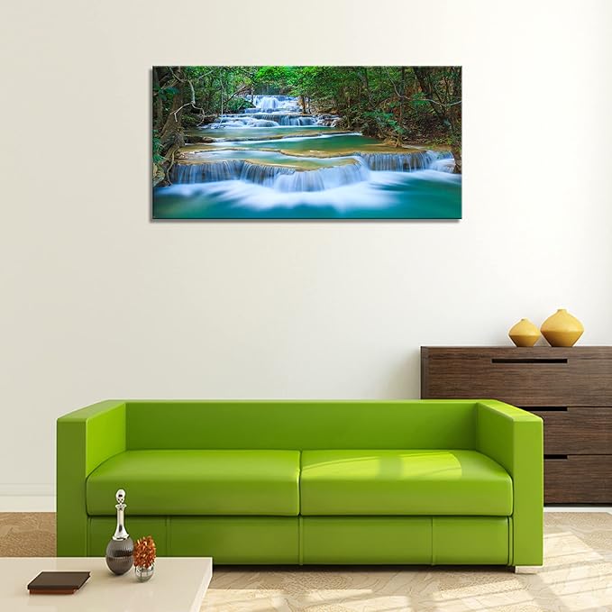 DZL Art S75275 Canvas Prints Wall Art Forest Waterfall Landscape Forest Scenery Painting Nature Wilderness Photography for Living Room Bedroom Bathroom Home Office Decor