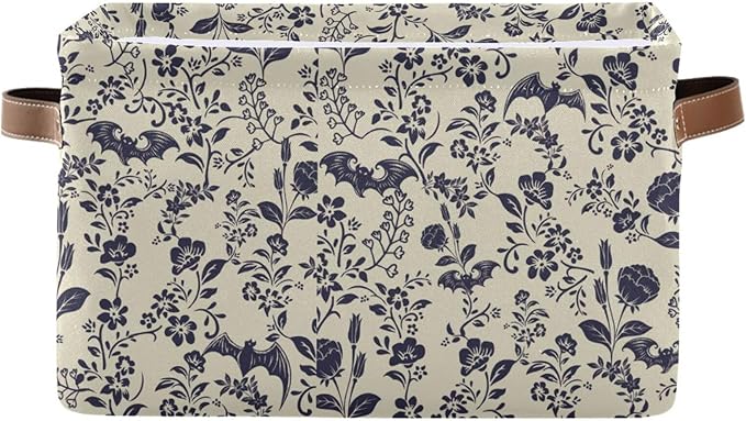 Storage Basket Bin Goth Bats Organizer Collapsible Shelf Basket Cube with Handle for Nursery Bedroom Bathroom