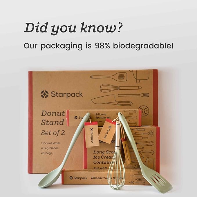 Starpack 'Stir & Serve' Silicone Cooking Utensils Set (5 Pcs) - Kitchen Utensils Set Heat Resistant to 600°F - Kitchen Utensils for Nonstick Cookware - Silicone Utensil Set for Mixing & Cooking