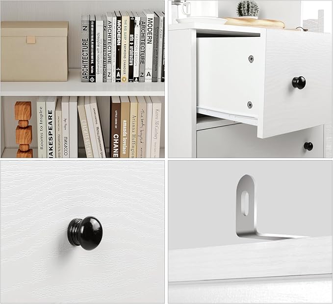 TUSY 71" Bookshelf Bookcase, 3-Tier Modern Bookshelves 3 Large Drawer, Wood Filing Cabinet with Open Storage Shelf, Glass Doors 5-Tier Fixed Storage Shelves for Home Office