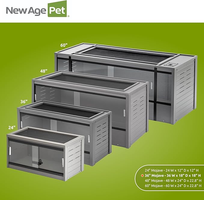 New Age Pet ECOFLEX 36" Mojave Reptile Lounge -Durable Wood Plastic Composite Habitat with Ventilation, Removable Glass Doors & Lock, Easy Assembly, for Tortoises, Snakes, Iguanas