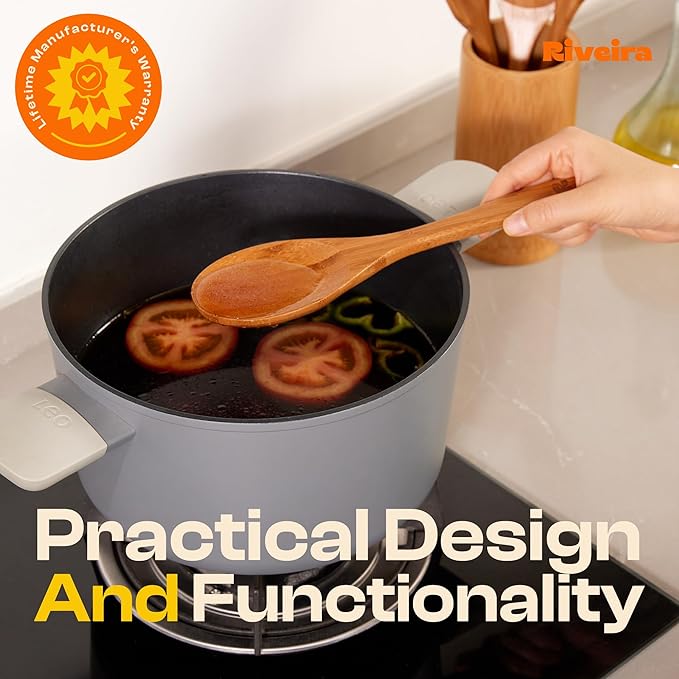 Riveira Brown Bamboo Wooden Spoons for Cooking Set of 6 – Natural Brown Bamboo Wooden Cooking Utensils, Wooden Spatula, Wooden Spoon - Premium Quality Wooden Utensil Set for Non-Toxic Cooking