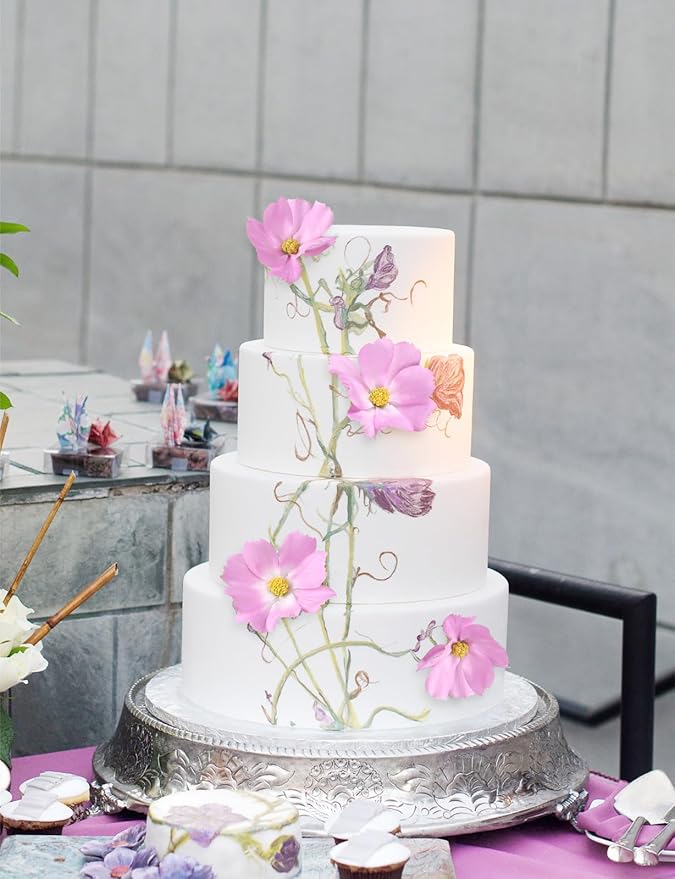 IPOPU Light Purple Cosmos Artificial Flowres 5PCS Fake Wildflowers 24.5" Lilac Flowers Artificial Daisies Silk Flowers with Stems for Baby Shower Centerpieces Home Table Decor (Light Purple)