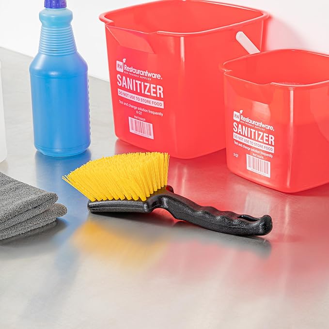 Restaurantware-Clean Tek Professional 10.24 Inch Utility Brush, 1 Heavy-Duty Scrub Brush - Plastic Bristles, Ergonomic Handle, Black Plastic Cleaning Scrub, Ideal for Indoor and Outdoor Cleaning