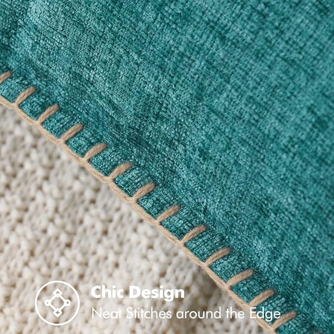 MIULEE Pack of 2 Couch Throw Pillow Covers 18x18 Inch Coastal Teal Farmhouse Decorative Pillow Covers with Stitched Edge Soft Chenille Solid Dyed Spring Pillow Covers for Sofa Bed Living Room