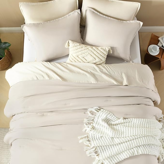 Litanika Comforters Tannish Grey Twin Size, 2 Pieces Lightweight Solid Bedding Set & Collections, All Season Fluffy Bed Set (66x90In Comforter & 1 Pillowcase)