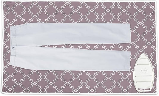 Encasa Homes Ironing Mat/Pad (Large 48"x28") with 3mm Padding & Silicone Iron Rest for Steam Pressing on Tabletop or Bed - Heat Resistant, Portable, Quilting & Travel Blanket - Mauve Tiles