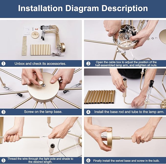 Modern Gold Farmhouse Chandeliers, 12-Light Industrial Metal Chandelier Lighting, Classic Candle Hanging Pendant Light Fixtures for Kitchen, Dining Room, Living Room, Entryway