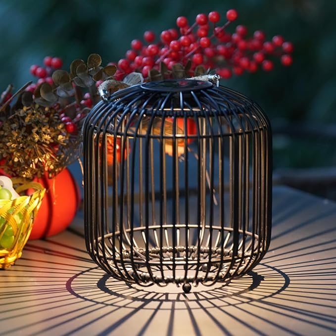 Solar Yard 1-Pack Outdoor Solar Lamp, Water-Resistant Lights for Outside Hanging Lantern Table Lamp Lights Decoration for Garden, Yard, Patio, Porch, Trees, Pathway, Black