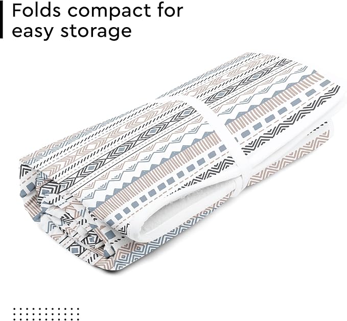 Encasa XO Ironing Mat/Pad (Large 48"x28") with 3mm Padding & Silicone Iron Rest for Steam Pressing on Tabletop or Bed - Heat Resistant, Portable, Quilting & Travel Blanket - Aztec
