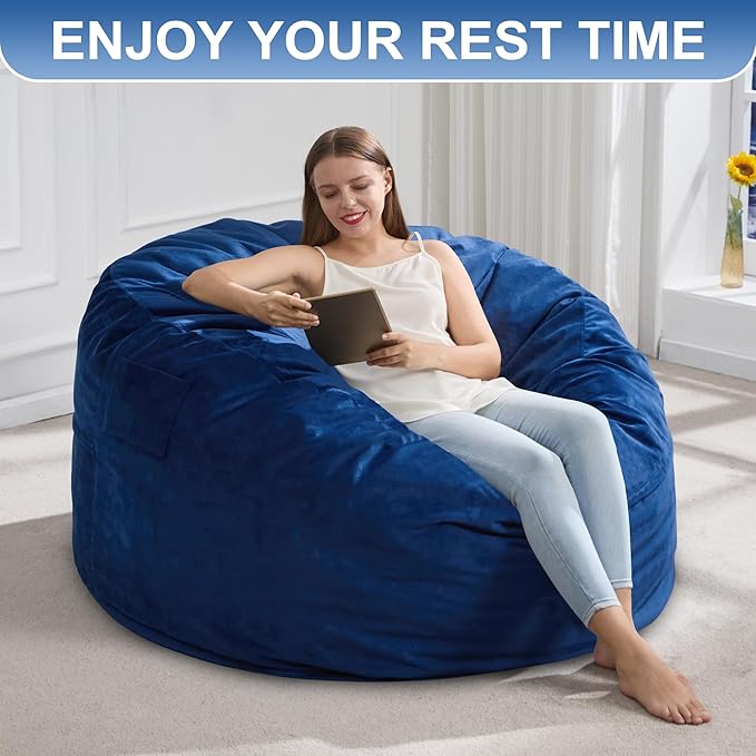 Hobestluk 4FT Bean Bag Chair Giant Bean Bag Chairs for Adults Large Bean Chairs with Removable Cover, Beanbag Chair with Filler, Adult Bean Bag Chairs for Living Room, Bedroom