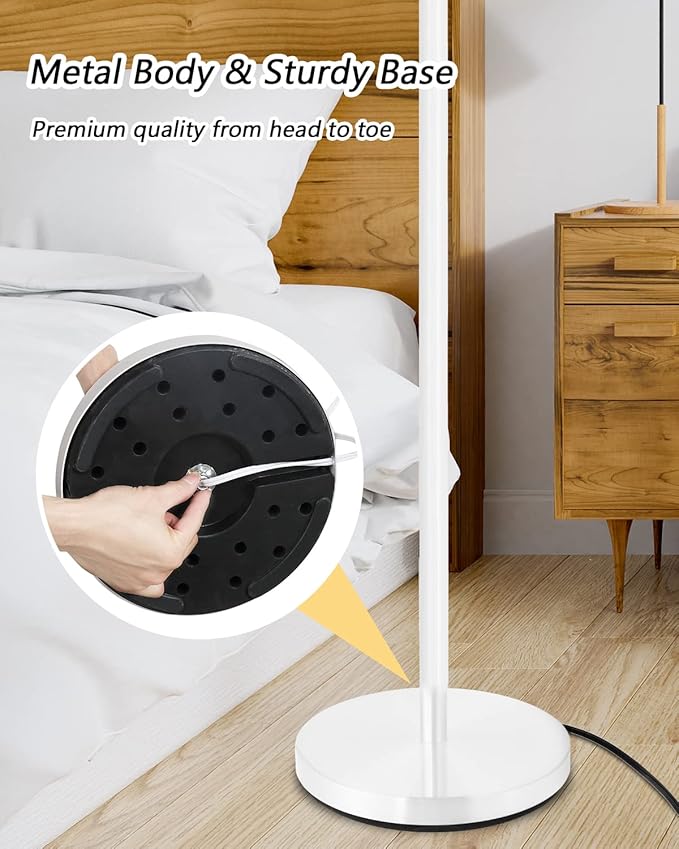 BoostArea Torchiere Floor Lamp, 30W Super Bright LED Standing Lamp, 3000K Stepless Dimmable Pole Lamp with Rotary Switch, 70 Inch Tall Metal Modern White Floor lamp for Living Room/Bedroom/Office/Den