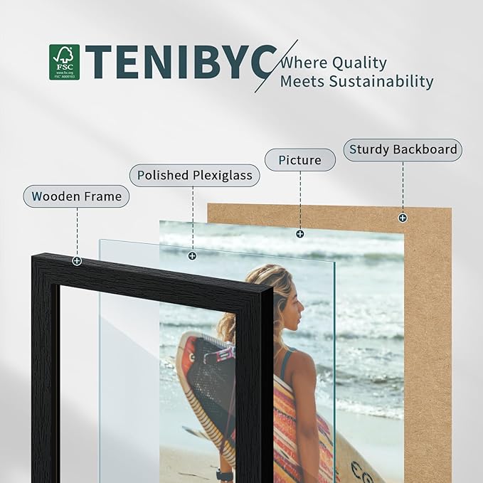 16x24 Poster Frame 3 Pack - Black, Textured Solid Wood Picture Frame, Wall Gallery Photo Frame