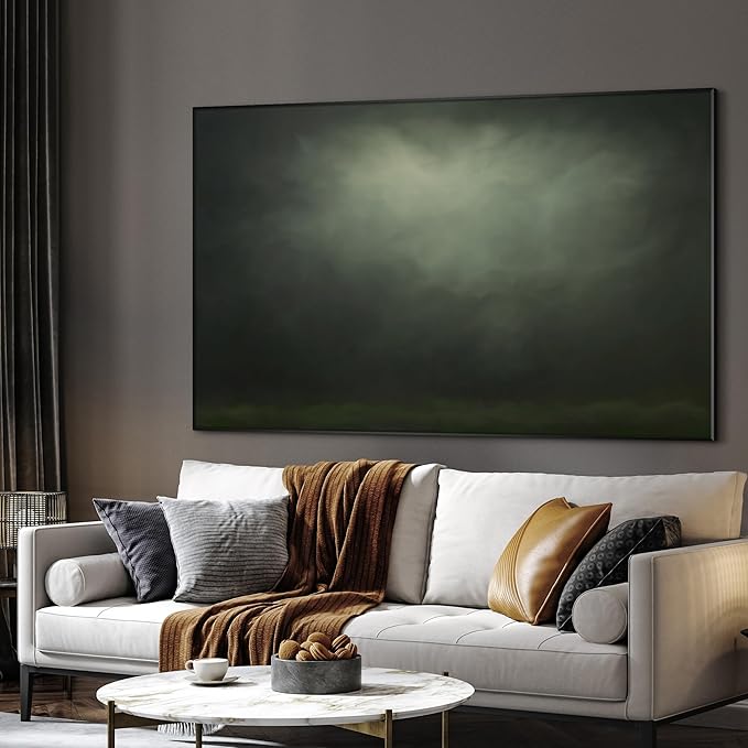 SIGNWIN 46"x72" Extra Large Framed Wall Art Moody Green Abstract Cloudscape, Minimalist Atmospheric Print for Home Living Room Bedroom Decor (Frame Assembly Required)