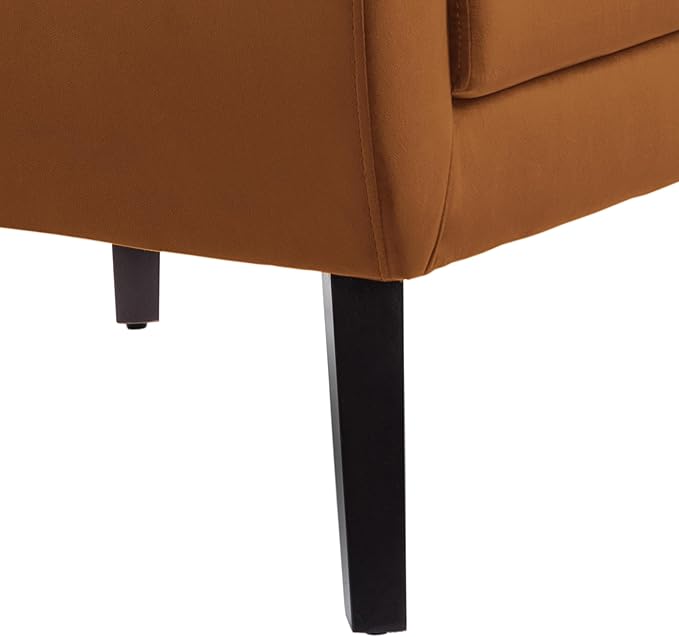 UIXE Accent Chair, Velvet Upholstered Armchair for Living Room, Modern Club Arm Chairs Comfy Single Sofa Button Tufted Bedroom Reading Seat - Orange, Set of 1