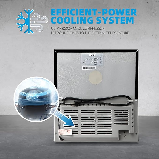 WANAI Mini Fridge Cooler 60Cans Beverage Refrigerator Glass Door Beverage Cooler for Beers Wine Juicer Adjustable Shelves LED Lights for Home, Office or Bar