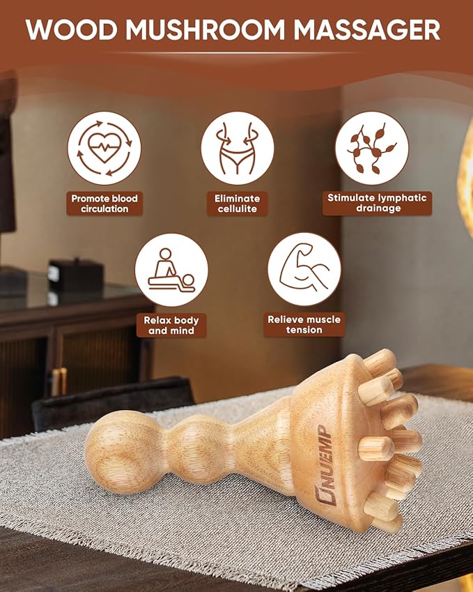 ONUEMP Cellulite Massage Tool, Wood Therapy Massage Tools Lymphatic Drainage Massager, Maderoterapia Kit Colombiana Lipedema Massagers Meridian Brush for Fascia Release, Body Sculpting
