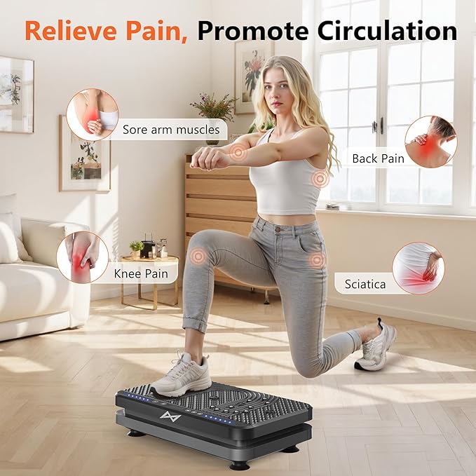 AXV Vibration Plate Fitness Platform Exercise Machine Vibrating Lymphatic Drainage Shaking Full Body Shaker Workout Vibrate Stand Shake Board Sport Gym for Weight Loss Fat Burner for Women Men