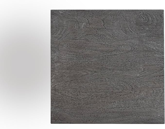 Modern Hand Made One-of-a-Kind Carved Mango Wood End Table, Farmhouse Side Table,Farmhouse End Table,Living Room,Bedroom, Accent Table, Contemporary Architectural Designed Grey,Assembled