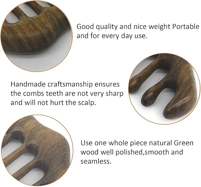 Massage Wooden Comb,Wood Wide Tooth Hair Comb, Scraping Scalp Massage,Handheld No Static Head Tool,1 Pieces.
