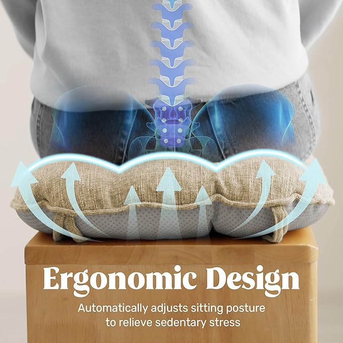 puredown® Chair Cushions for Dining Chairs, Tufted Memory Foam Chair Pads with Non-Slip Backing, Kitchen Seat Cushions with Ties, Washable Seat Pad Set of 4, 15.5" x 15.5" x 4", Khaki