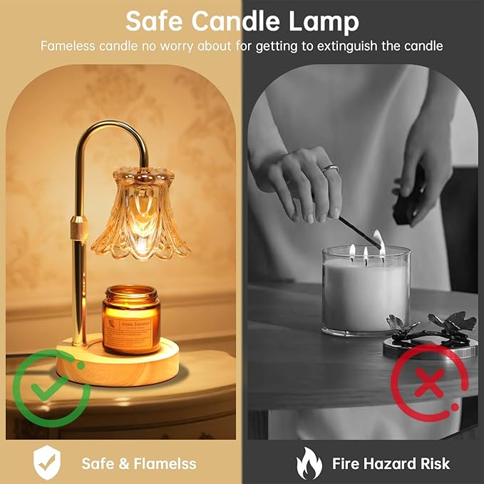 GEEZO Fragrance Candle Warmer Lamp,Electric Candle Warmer with Timer & Dimmer,Mom Christmas Birthday Gifts for Women, House Warming Gifts New Home Bedroom Decor