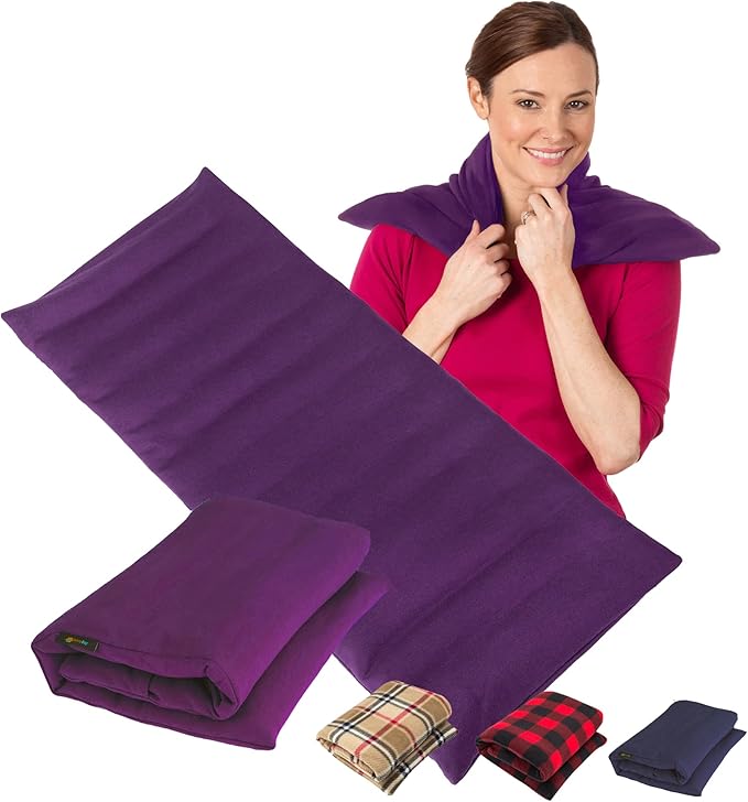 SunnyBay Extra Large Microwave Heating Pad, Microwavable Heavy Weighted Full Body Moist Cold Pack and Washable Fleece Cover, 10x24 Inches, FSA HSA Eligible, 2.8 lbs, Made in USA, Purple