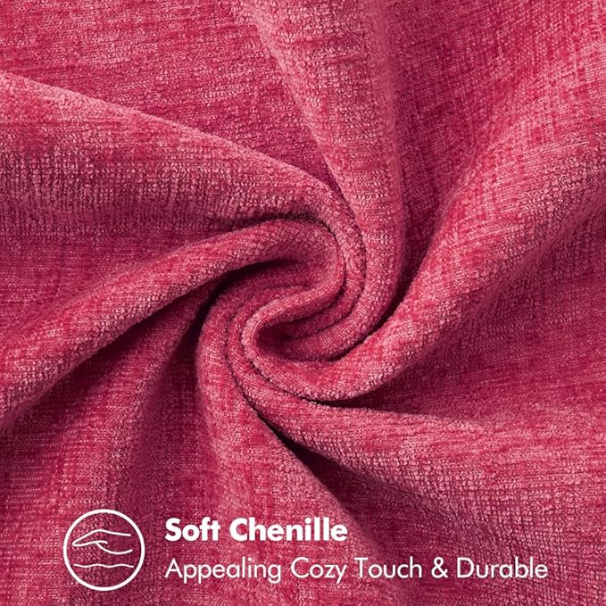 MIULEE Pack of 2 Couch Throw Pillow Covers 18x18 Inch Hot Pink Farmhouse Decorative Pillow Covers with Stitched Edge Soft Chenille Solid Dyed Spring Pillow Covers for Sofa Bed Living Room