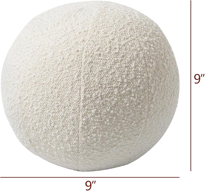 KINWELL Sherpa Swivel Barrel Chair & Round Ball Pillow Set - 34" Wide Modern Boucle Accent Chair with 9” Matching Nordic Decorative Throw Pillow for Living Room and Bedroom(Black White)