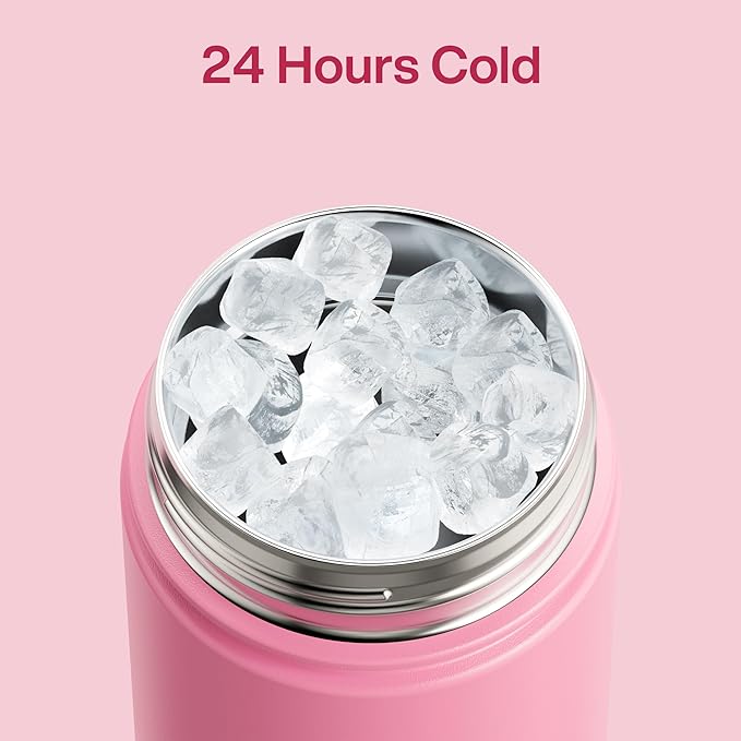 Insulated Water Bottle with Straw Stainless Steel Water Bottle, Leak-Proof, BPA-Free, Double Wall Vacuum Keeps Cold for 24 Hours for Sports, Travel, School (26 oz, Tulip)